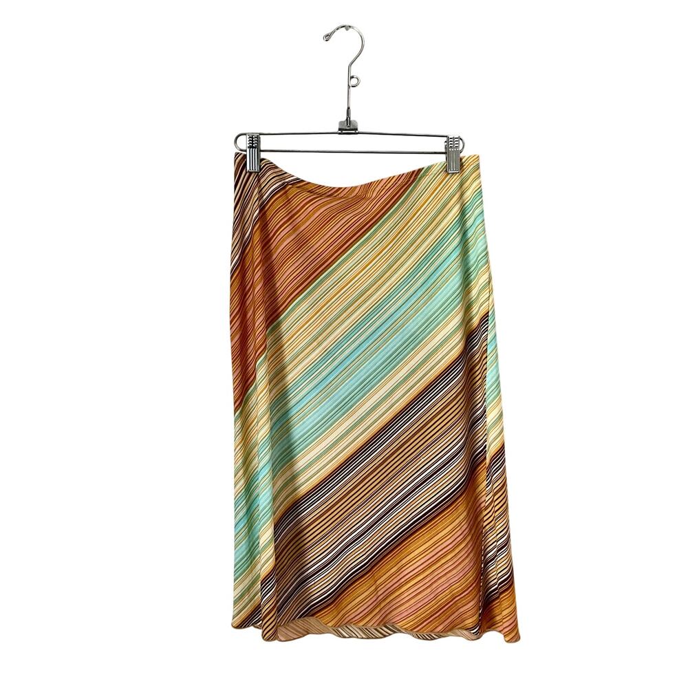Beware! Colorful Striped Midi Skirt: 80s, 90s, Y2K